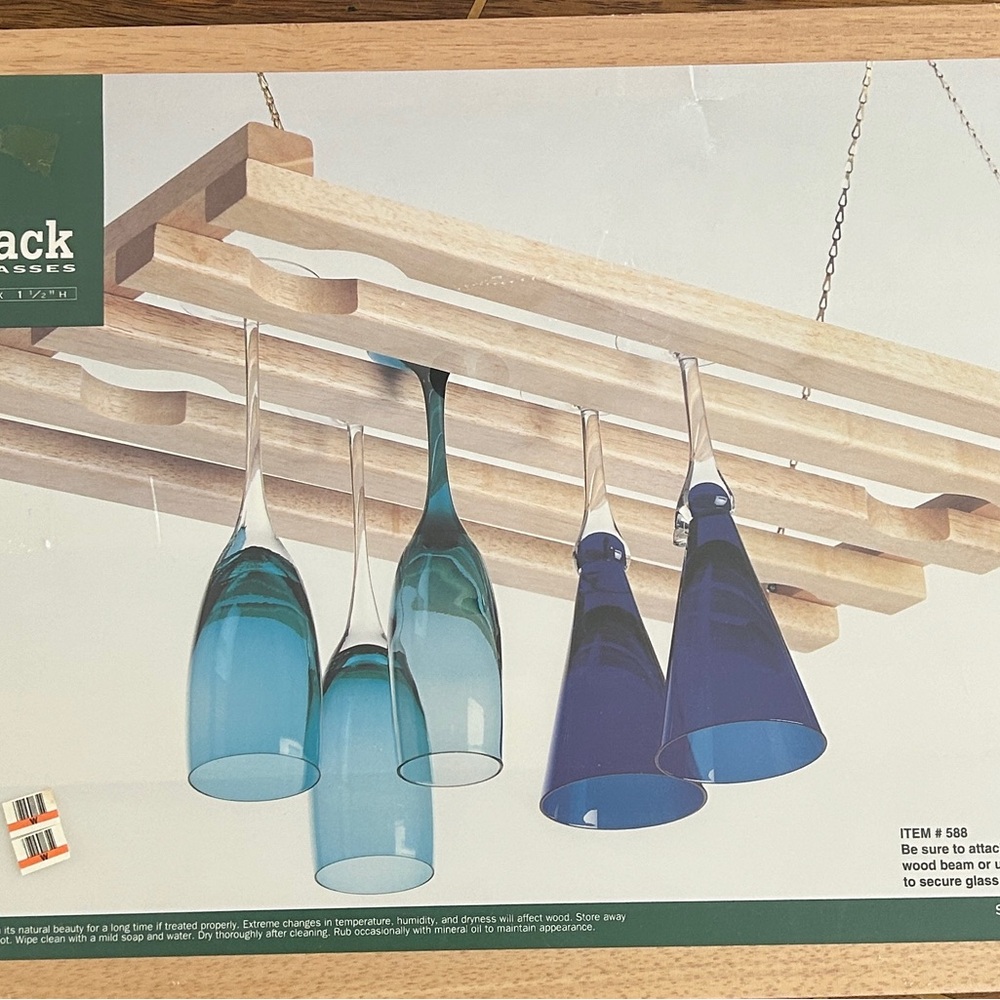 Beechwood Hanging Glass Rack for 24 glasses